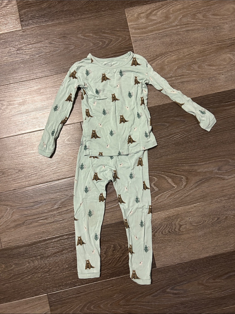 Children's Kyte Baby Sage Bear Print Pajama Set - Bamboo